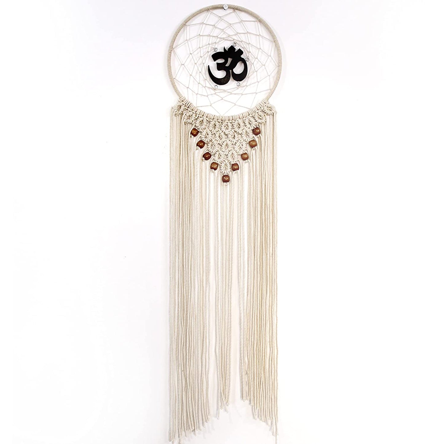 Om Macrame with Decorative Beads Design Wall Hanging
