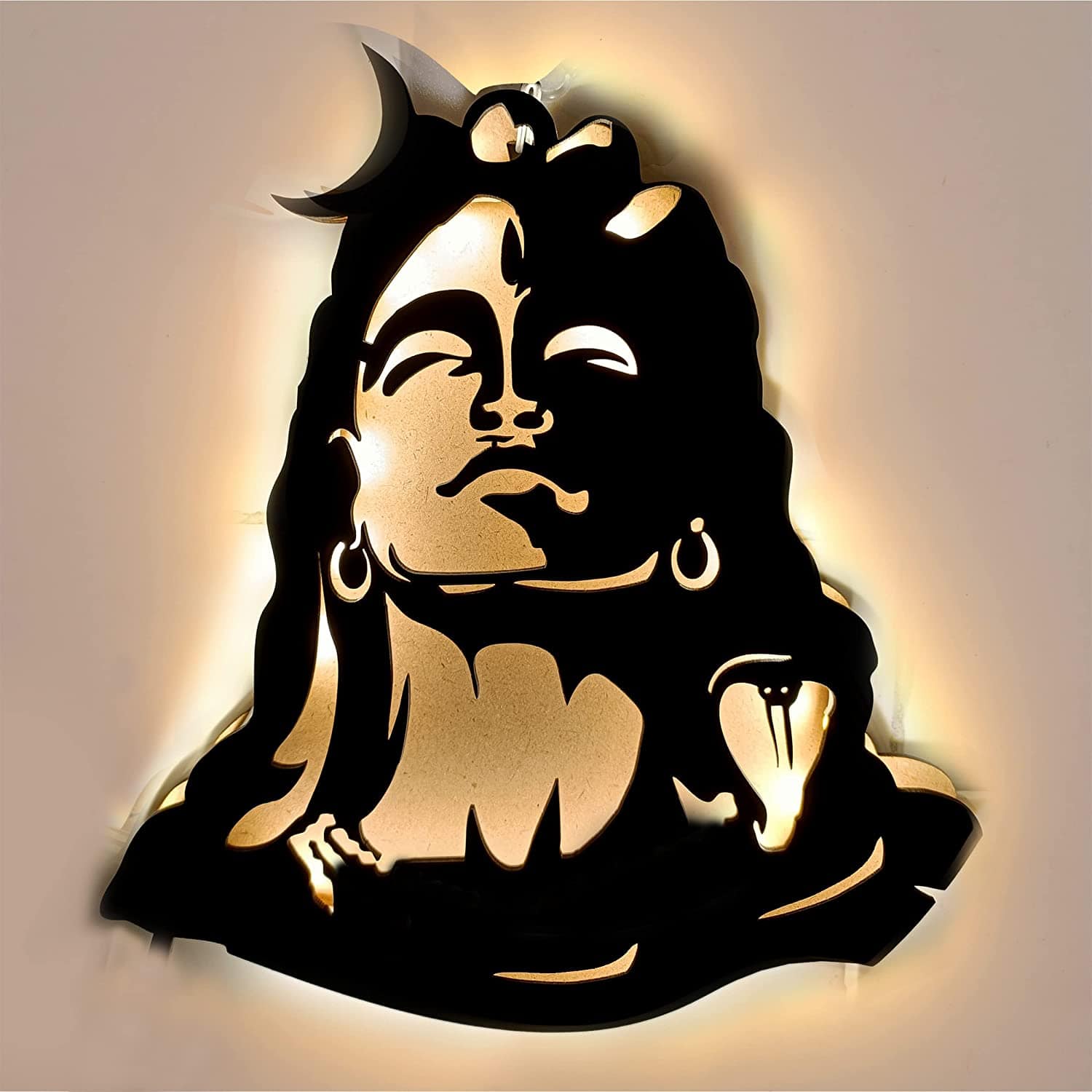 Adiyogi Shiva Black Colour Wooden Meditation Lamp