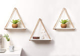 Tier-1 Wood White Wall Hanging Shelves With Rope, Set of 3