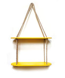 Rectangle Oval Yellow Wood Shelf