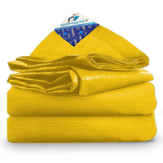 Tuffpaulin 120 GSM Heavy Duty Tarpaulin, 100% Waterproof (12FT X 30FT, Yellow)