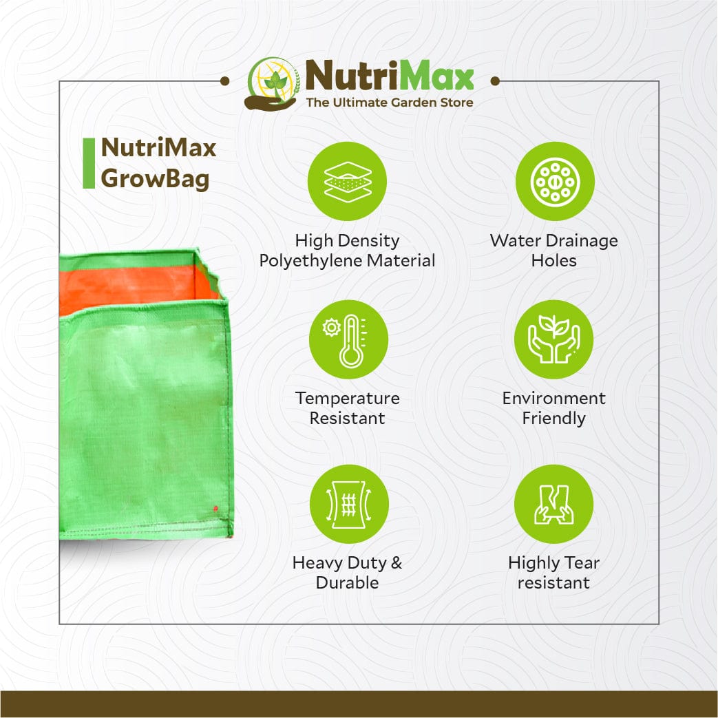 Nutrimax 200 GSM HDPE Grow Bags 24 x 12 x 8 inch Outdoor Plant Bag