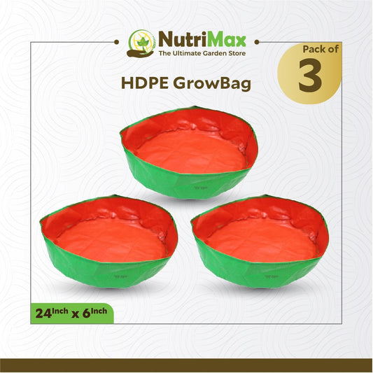 Nutrimax 200 GSM HDPE Grow Bags 24 inch x 6 inch Outdoor Plant Bag