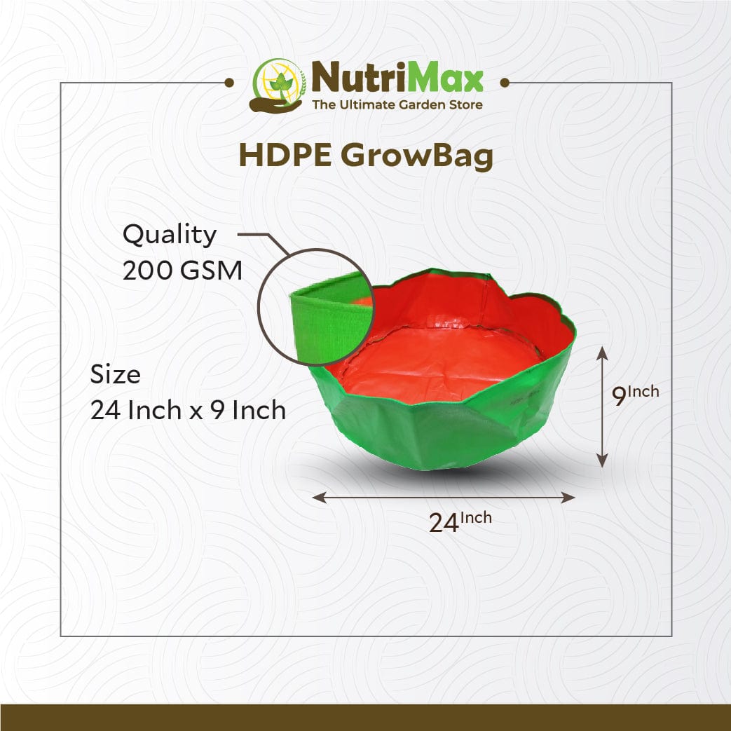 Nutrimax 200 GSM HDPE Grow Bags 24 inch x 9 inch Outdoor Plant Bag