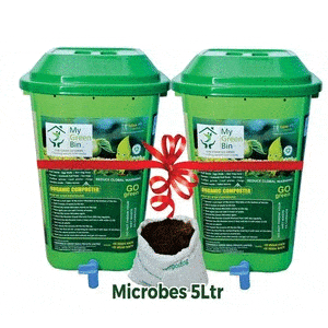 MyGreenBin Combo Of Greenrich Composter (25 Ltr) With Microbes (5 Ltr)