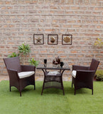 Dreamline Garden Patio Coffee Table Set (1+2), 2 Chairs And Square Table (Brown)