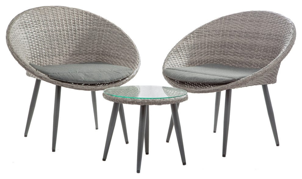Dreamline Outdoor Garden/Balcony Patio Seating Set 1+2, 2 Round Shaped Chairs And Small Table (Easy To Handle, Brown)