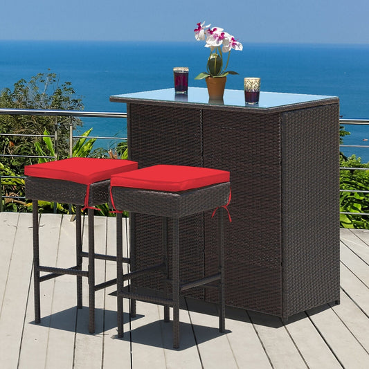 Dreamline Outdoor Bar Sets/Garden Patio Bar Sets 1+2 2 Chairs And Table Set (Balcony Bar, Dark Brown)