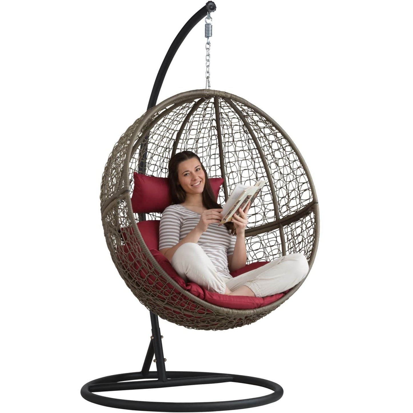 Dreamline Single Seater Balcony/Garden Swing Round Hanging Swing (With Stand)