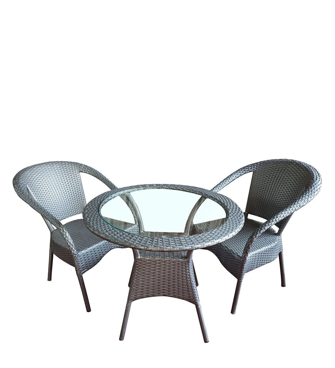 Dreamline Outdoor Garden/Balcony Patio Seating Set 1+4, 4 Chairs And Table Set (Silver)