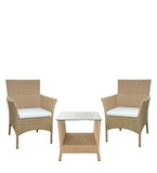 Dreamline Outdoor Furniture Garden Patio Coffee Table Set(1+2), 2 Chairs And Table Set (Cream)