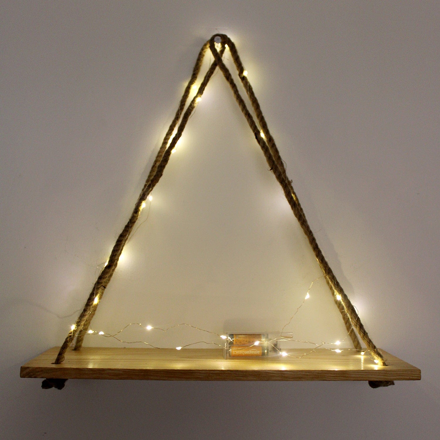 Tier-1 Wood Brown Wall Hanging Shelf With LED Light