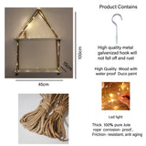 White Wall Hanging Shelf and LED Wood Floating Wall Shelves with Jute Rope