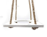White Wooden Planter Shelf Hanger Rack with Rope For 1 Pot