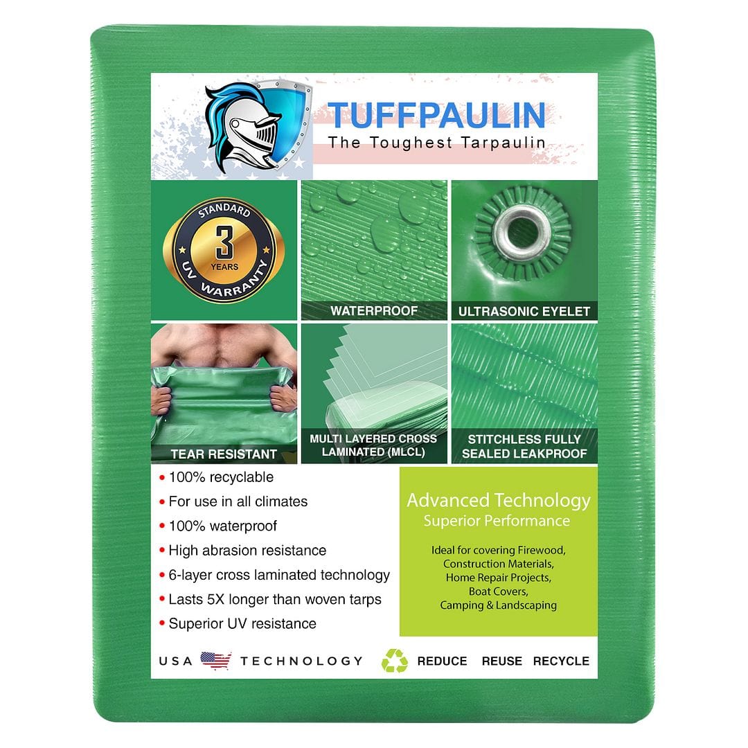 Tuffpaulin 120 GSM Heavy Duty Tarpaulin, 100% Waterproof (12FT X 9FT)