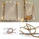 Wood Rectangle Oval White Wall Hanging Wall Shelf With LED Light