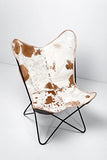 Naturals Export Handmade Leather Butterfly Folding Chair with Powder Coated (Cow Print)