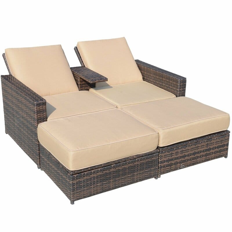 Dreamline Poolside Square Sunbed With Cushion (Brown)