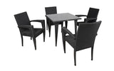 Dreamline Garden Patio Coffee Table Set (1+4), 4 Chairs And Square Table (Black)