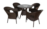 Dreamline Garden Patio Coffee Table Set - 4 Chairs And Round Table Set (Dark Brown)