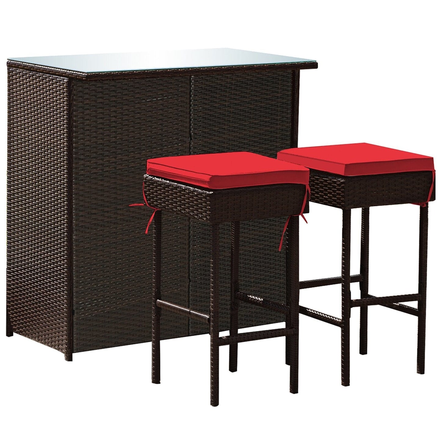 Dreamline Outdoor Bar Sets/Garden Patio Bar Sets 1+2 2 Chairs And Table Set (Balcony Bar, Dark Brown)
