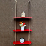 Rectangle Oval Red Wood Shelf