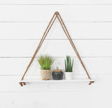 Tier-1 Wood White Wall Hanging Shelves With Rope, Set of 2