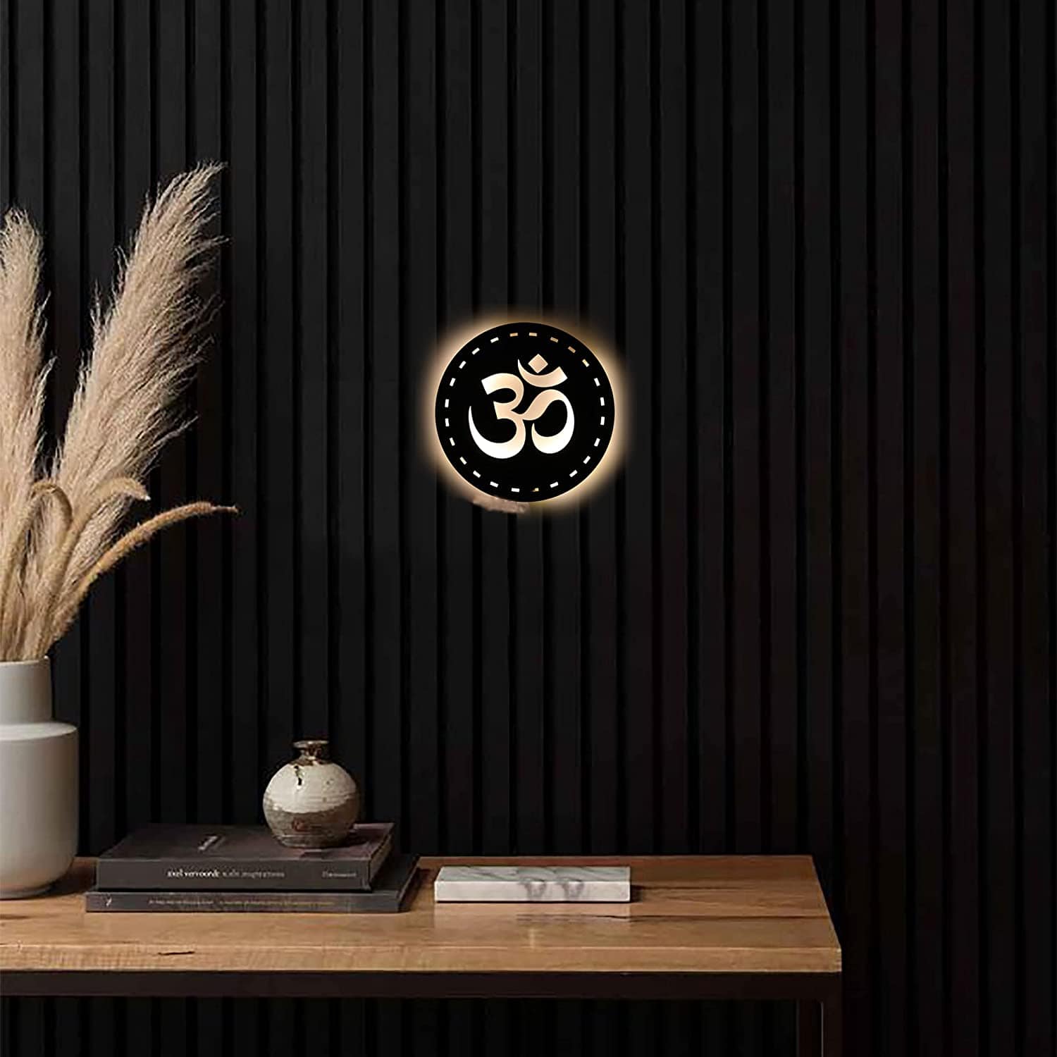 VAH- Kya Bat Hai !! OM Black Colour Wooden Meditation Lamp