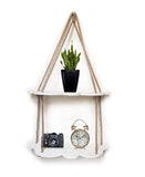 White Cloud Design Wall Shelf Wood Floating Shelves With Rope