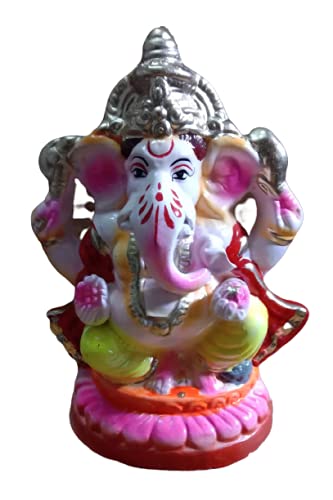 Om Craft Villa Eco-friendly Multicolour Ganesha Statue (8 Inches)
