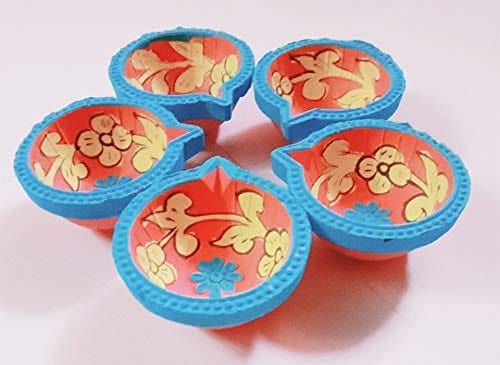 Om Craft Villa Handmade Printed Terracotta Clay Diyas