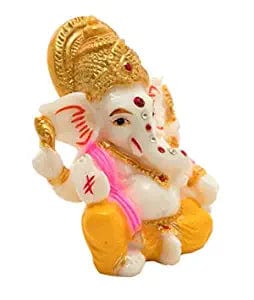 Naturals Export Ceramic Lord Ganesh Statue (Cream) - 100 GMS
