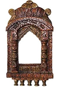 Naturals Export Wooden Wall Hanging 'Jharokha - Royal Palace Window' (16 Inch), Copper