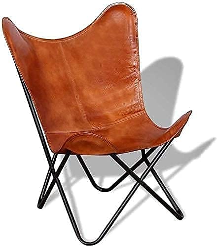 Orbit Art Gallery Tan Coated Leather Living Room Butterfly Folding Chair