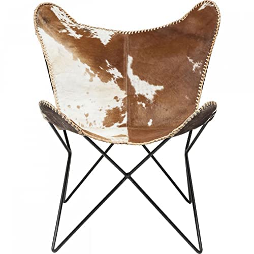 Naturals Export Handmade Leather Butterfly Folding Chair with Powder Coated (Cow Print)