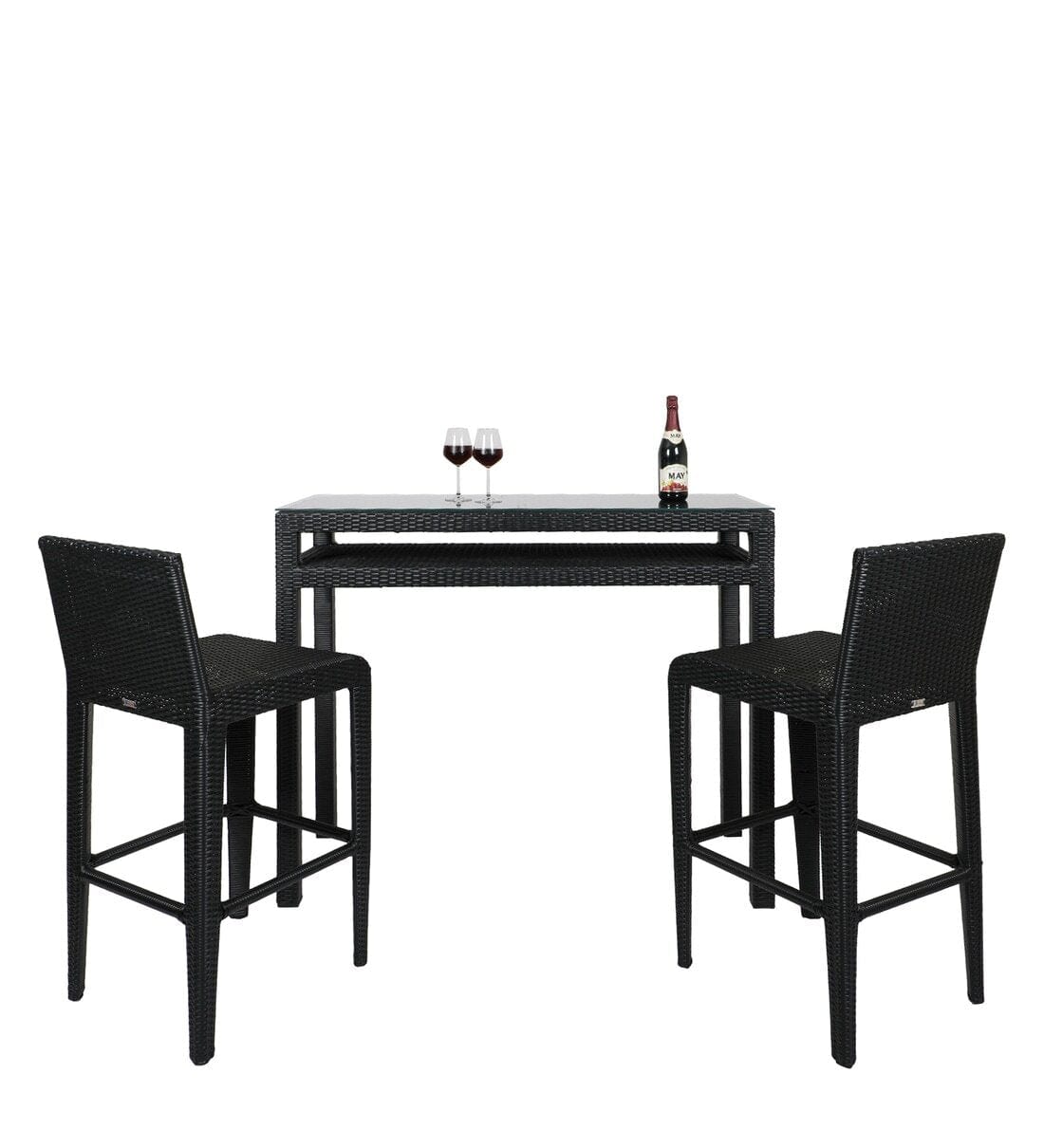 Dreamline Outdoor Bar Sets/Garden Patio Bar Sets - 2 Chairs And Table Set (Black)