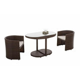 Dreamline Outdoor Garden/Balcony Patio Seating Set 1+2, 2 Chairs And Oval Shaped Table (Easy To Handle, Brown)