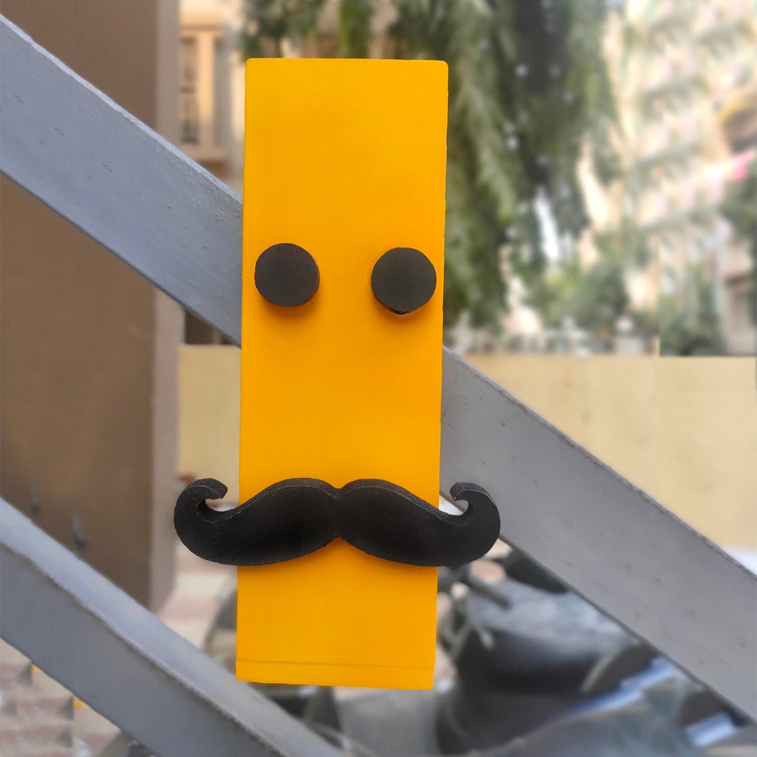 Yellow 3D Eye and Moustache Magnetic Hydroponic or Artificial Plants Holder