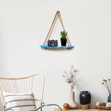 Blue Cloud Design Wall Shelf Wood Floating Shelves With Rope