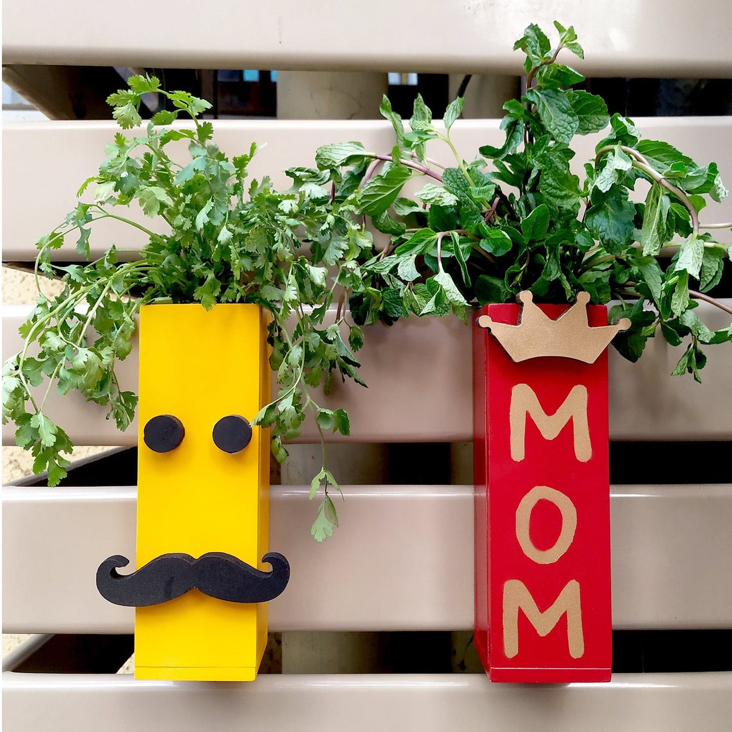 Combo for mom and dad Magnetic Hydroponic or Artificial Plants Holder