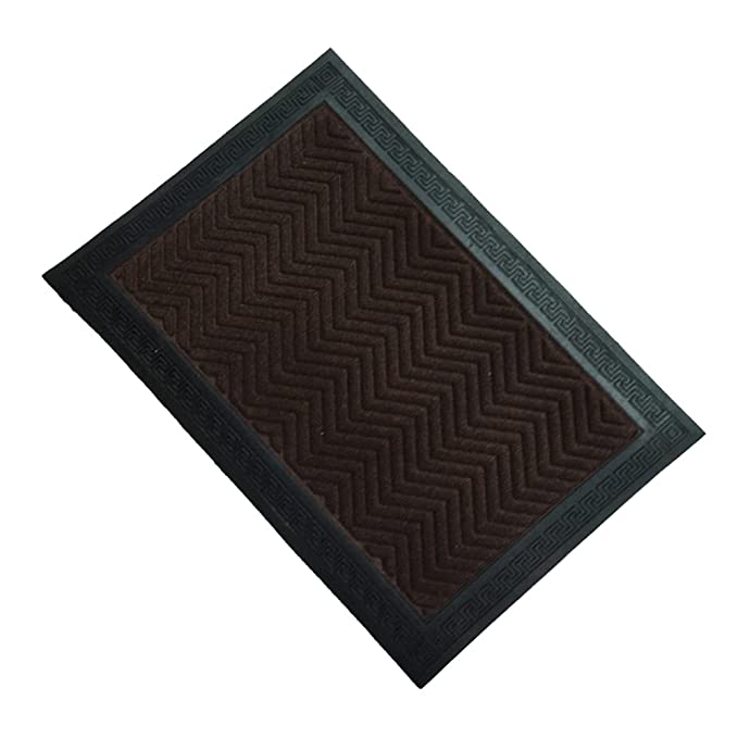 Mats Avenue PP and Rubber Backed Geometrical Pattern Door Mat (50x80cm), Brown