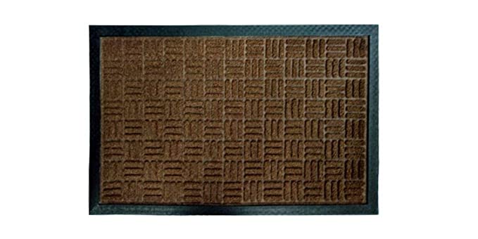 Mats Avenue PP Rubber Backed Geometric Pattern Brown Door Mat (40x60cm) - Set of 2