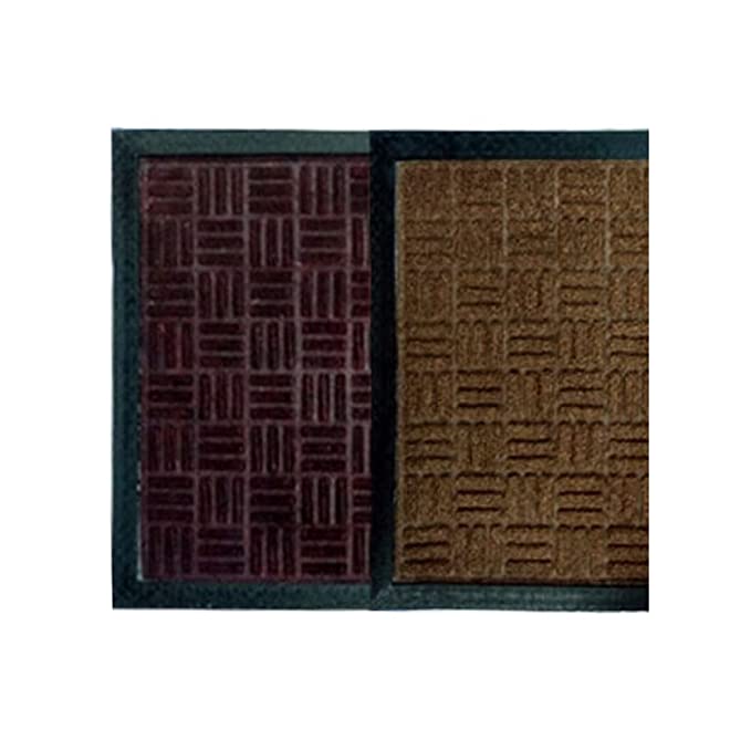 Mats Avenue PP Rubber Backed Geometric Pattern Brown Door Mat (40x60cm) - Set of 2