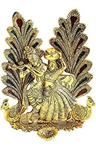 Naturals Export Radha Krishna Idol with Mutki Diyas and Pebbles