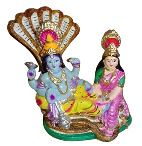 Om Craft Villa Snake Vishnu Ji Clay Statue