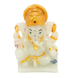 Naturals Export Resin Lord Ganesh Sitting Figurine for Car Dashboard (Cream Gold Color)
