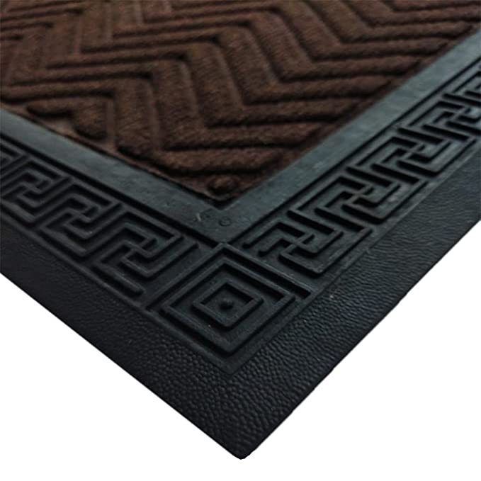 Mats Avenue PP and Rubber Backed Geometrical Pattern Door Mat (50x80cm), Brown