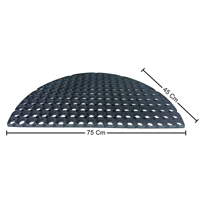 Mats Avenue Half Moon Patterned Doormat with Holes (45x75cm), Black