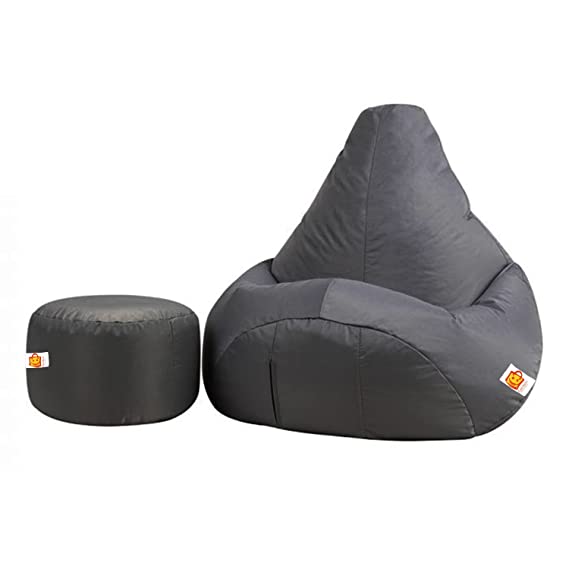 Kushuvi Faux Leather Bean Bag With Beans & Footrest