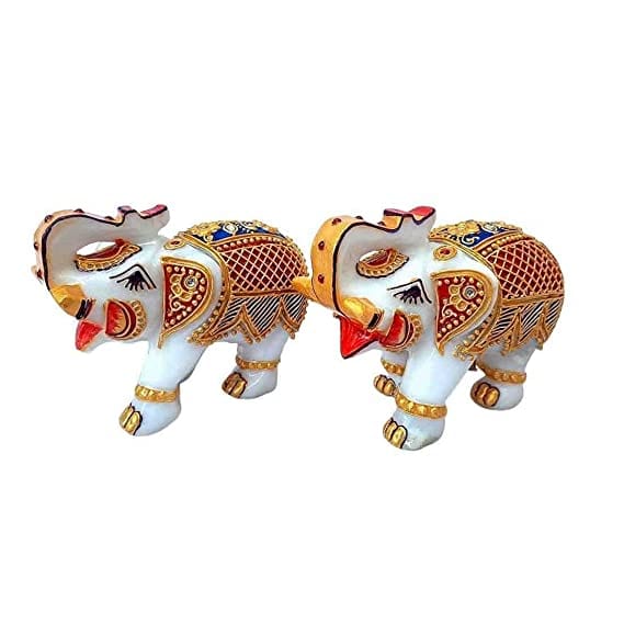 Naturals Export Divine Spiritual Handmade Decorative Feng Shui Elephant (5 Inches) - Set of 2